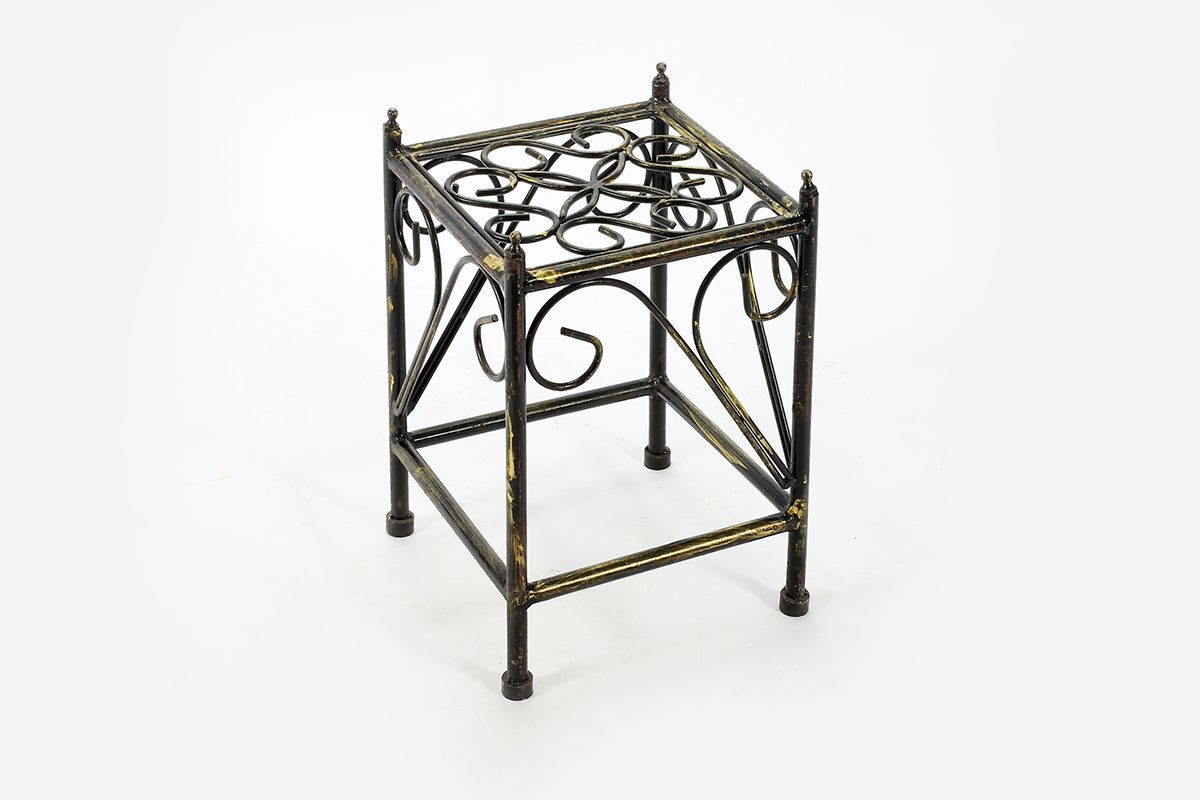 Well Known Square Plant Stands Inside 13″ Small Lattice Square Cast Iron Plant Stand (View 12 of 15)