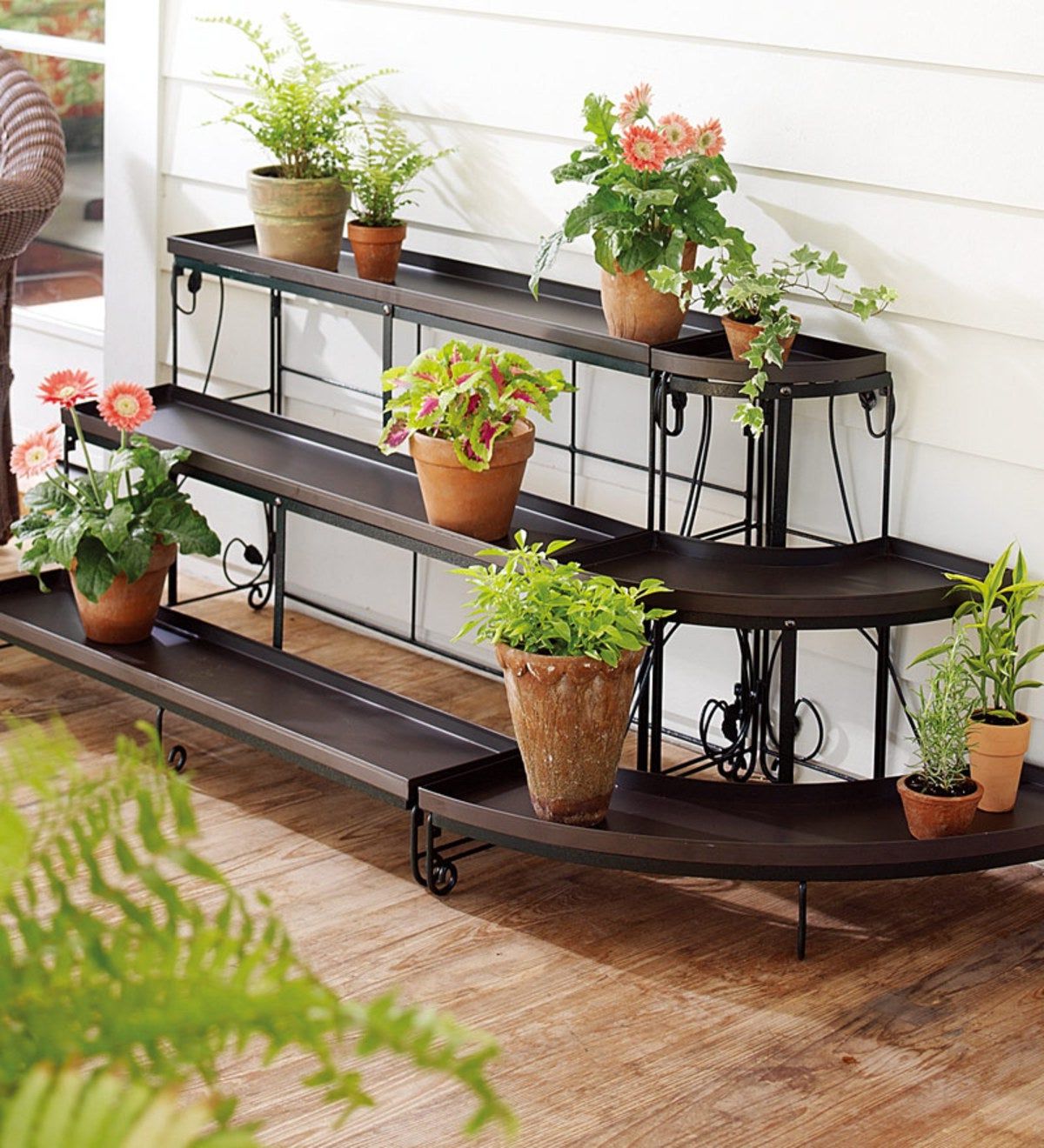 Well Known Three Tier Plant Stands Within Three Tier Embellished Steel Plant Stand Set (View 5 of 15)