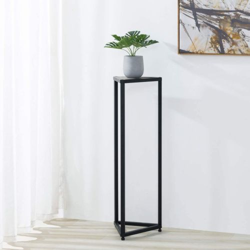 Well Liked 36 Inch Plant Stands Inside 36 Inch Wood And Black Metal Frame Flower Rack Potted Plant Pedestal Holder (View 11 of 15)