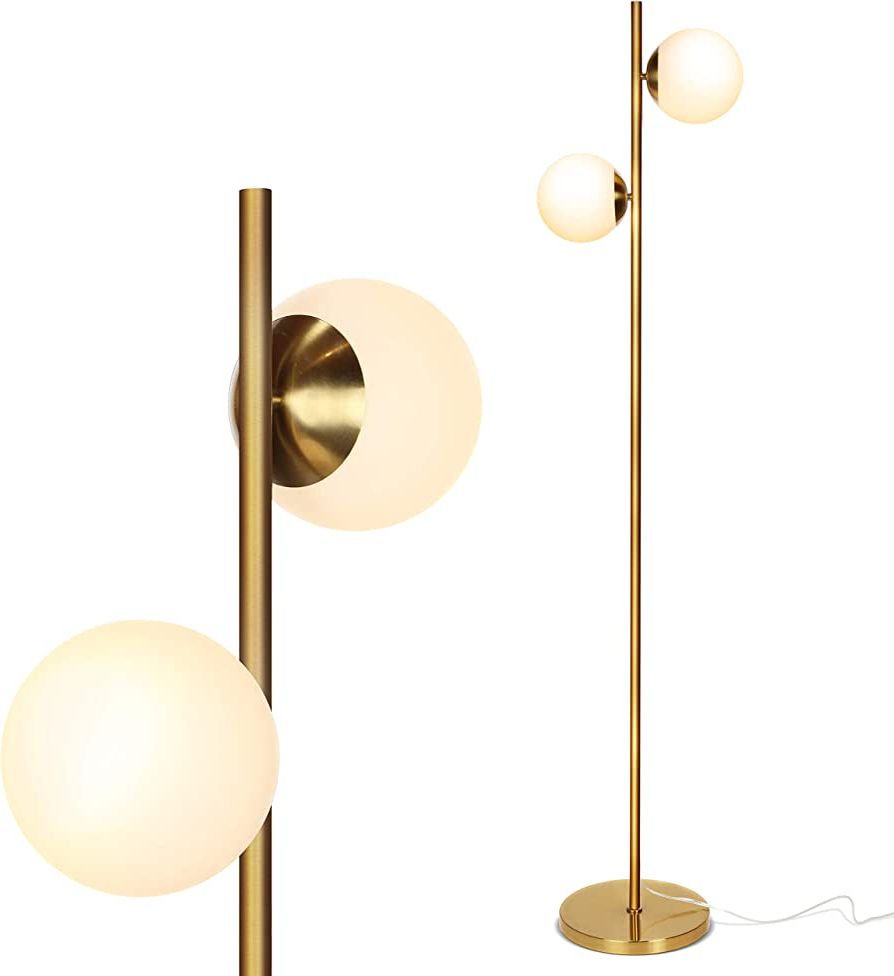 Well Liked Brightech Sphere Floor Lamp For Living Room, Mid Century Modern 2 Globe  Pole Light For Bedroom, Bright Led Standing Lamps For Offices, Contemporary  Living Room Décor – Gold/antique Brass With Regard To Sphere Standing Lamps (View 1 of 15)