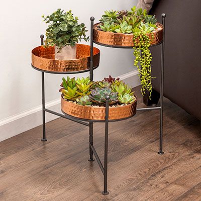Well Liked Panacea 3 Tiered Plant Stand, Hammered Copper Finish,  (View 13 of 15)