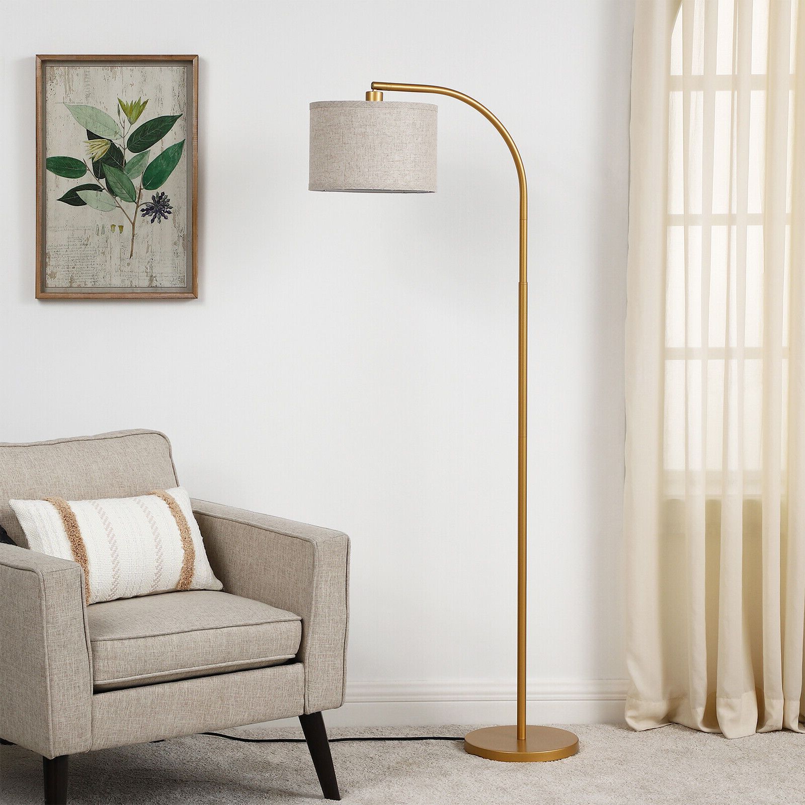 Widely Used Arc Standing Lamps With Dewenwils Modern Arched Floor Lamps Adjustable Gold Standing Tall Arc Lamp (View 7 of 15)