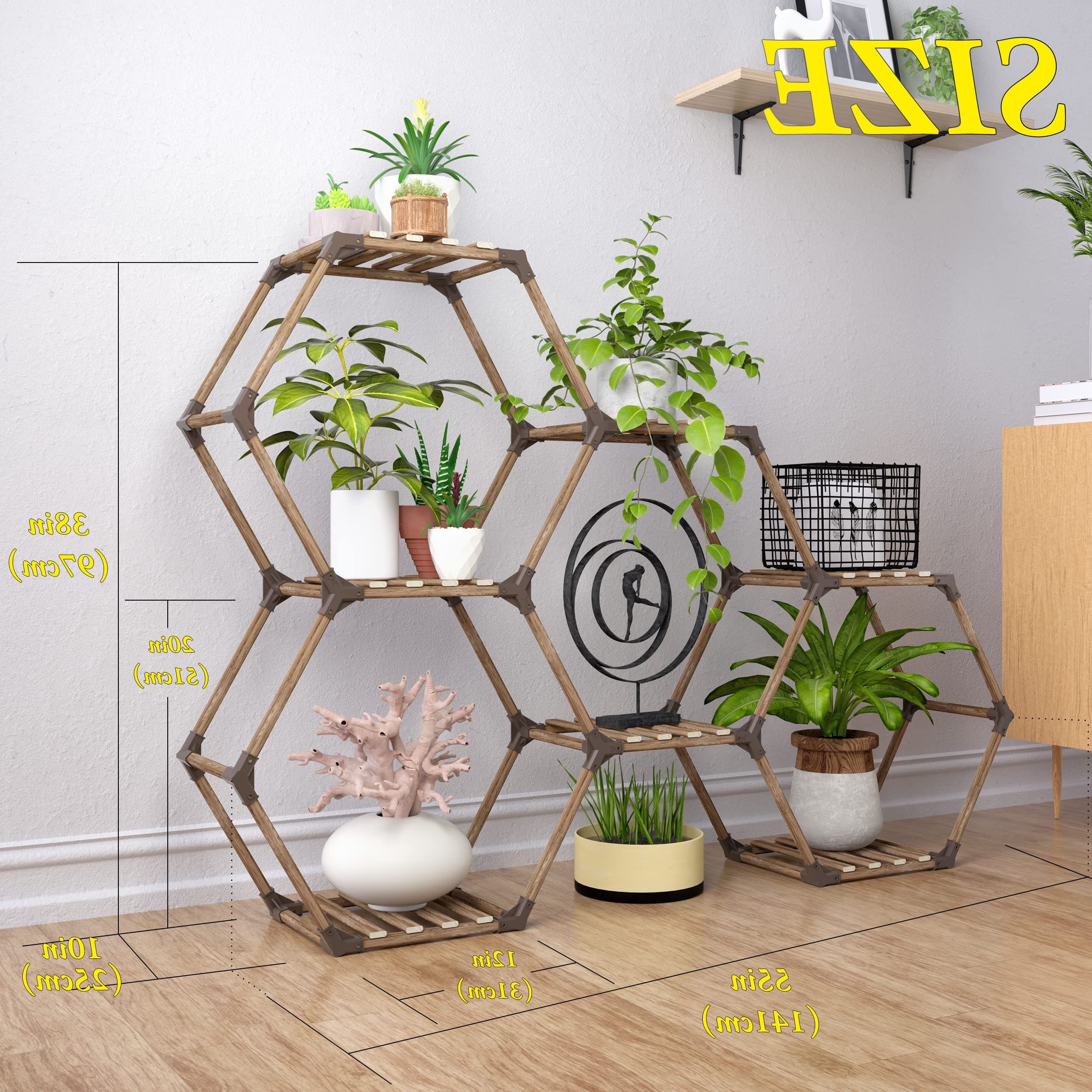 Widely Used Hexagon Plant Stands In Tikea Plant Stand Indoor Hexagonal Plant Stand For Multiple Plants Indoor  Outdoor Large Wooden Plant Shelf Creative Diy 7 Tiered Flowers Stand Rack  For Living Room Balcony Patio Window (View 11 of 15)