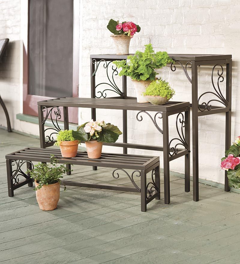 Widely Used Metal Plant Stands Intended For Nesting Metal Plant Stands With Scrollwork, Set Of Three (View 12 of 15)