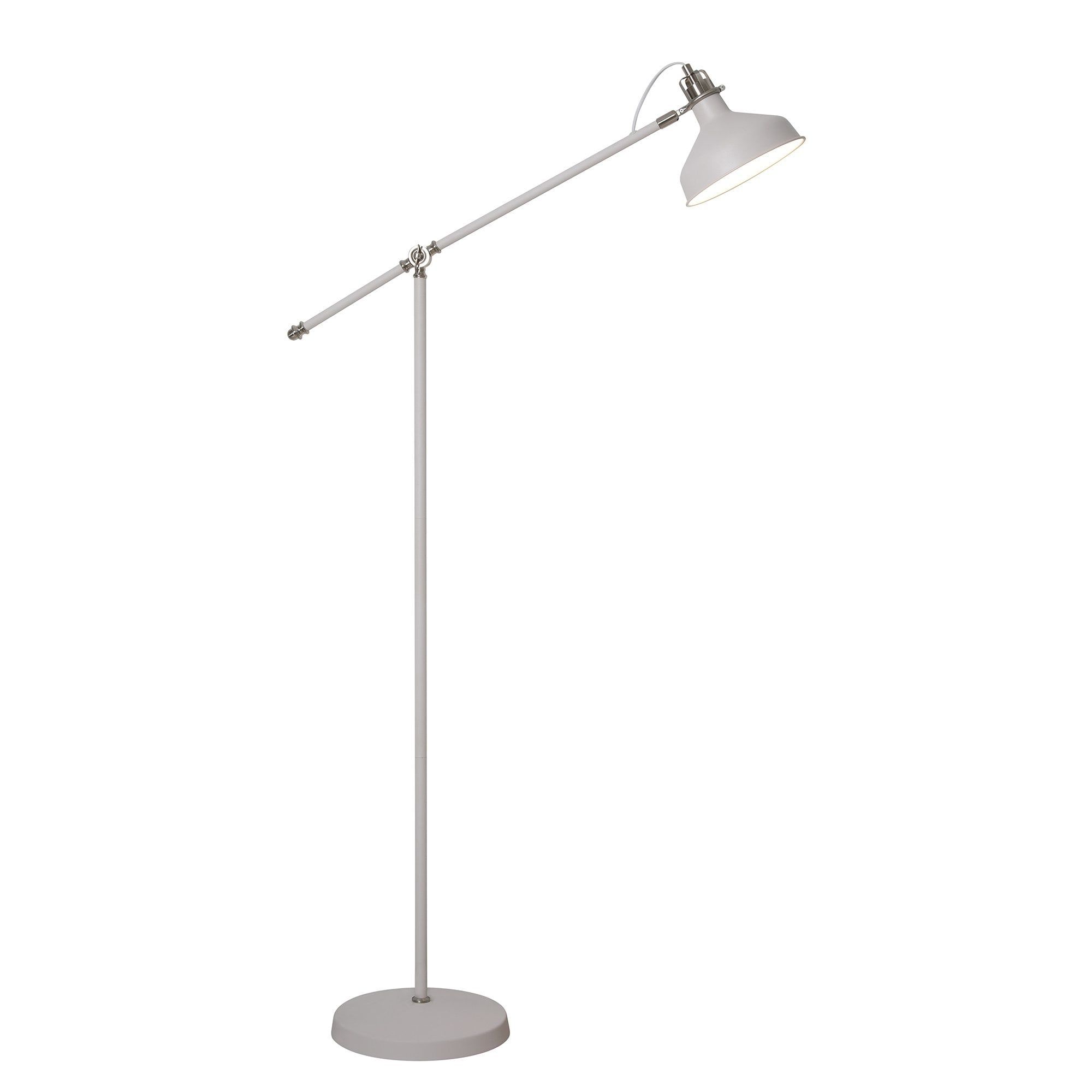 Widely Used Retro Style Angled White Floor Standing Lamp With Chrome Highlights Regarding Cantilever Standing Lamps (View 12 of 15)