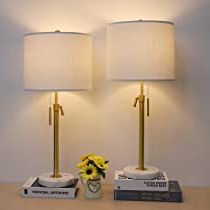 Widely Used Standing Lamps With Dual Pull Chains With Table Lamp Modern Set Of 2: 22" To 30" Height Adjustable Pull Chain Switch  For Living Room Bedroom End Table, Marble Base White Linen Shade Golden  Pole Nightstand Lamp Brass For Office, (View 14 of 15)
