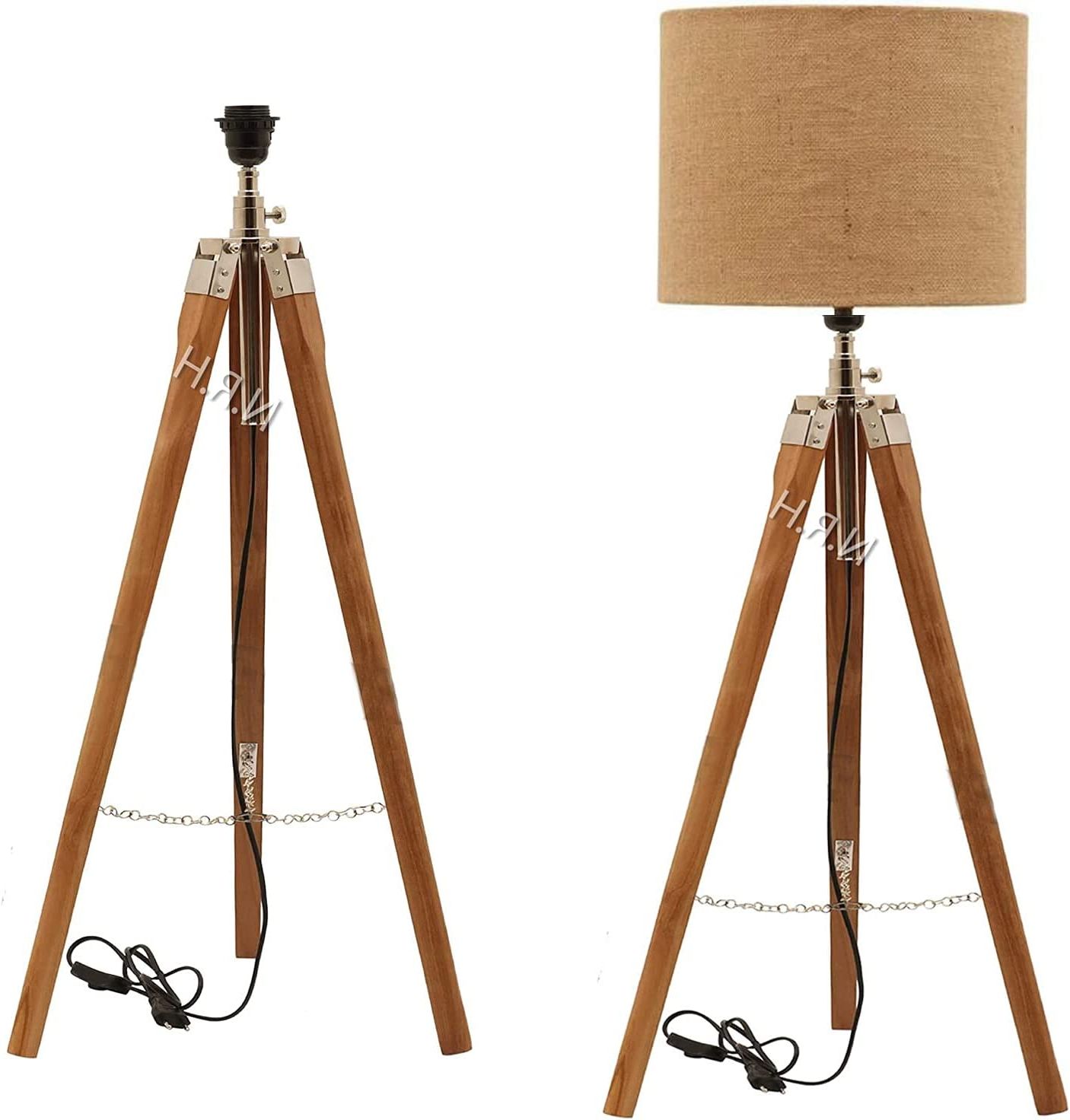 Wood Tripod Standing Lamps Regarding Well Known Wood Tripod Floor Lamp Vintage Indoor Standing Light For Living Room And  Bedroom ( Without Shade) : Amazon.co (View 14 of 15)
