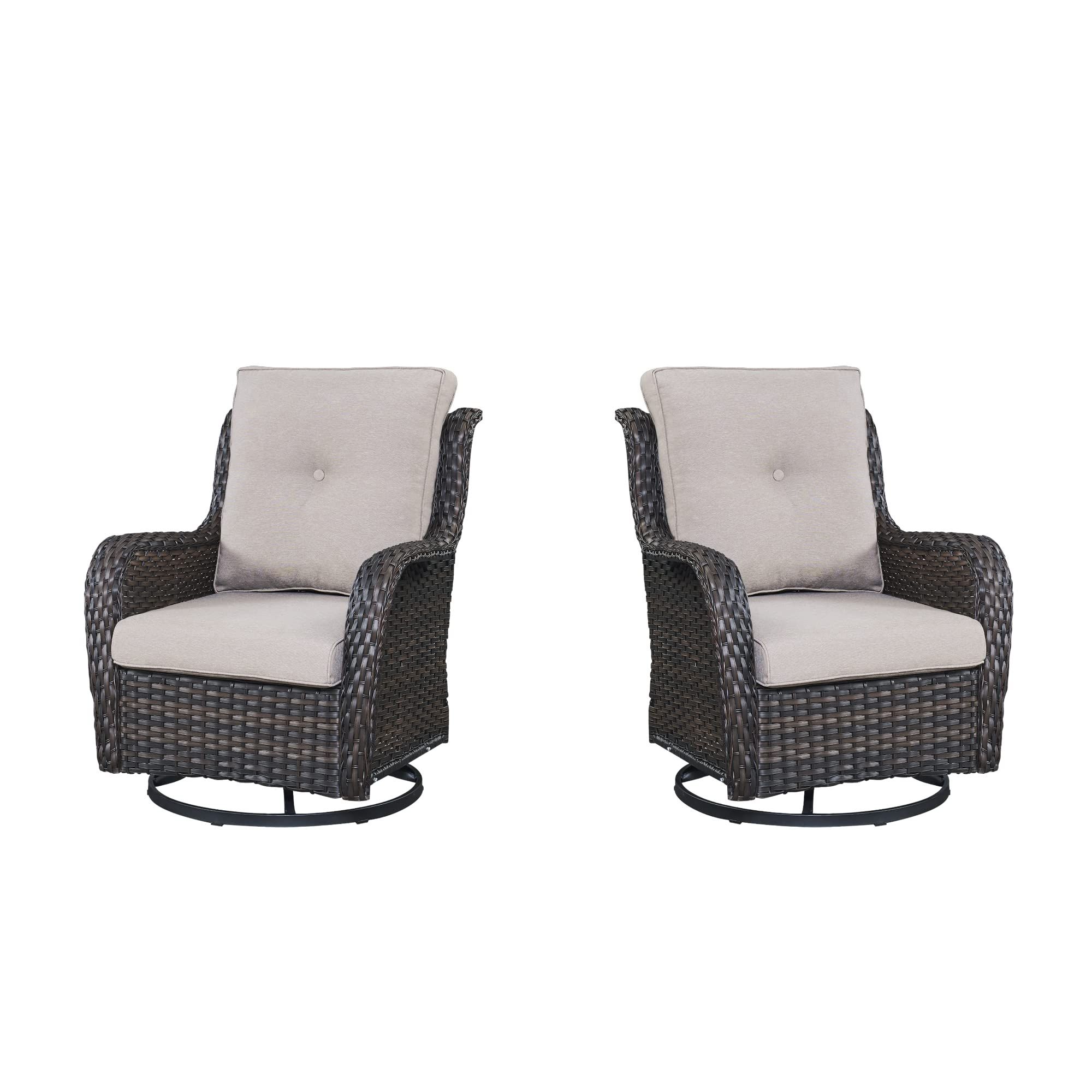 2 Piece Swivel Gliders With Patio Cover Pertaining To 2017 Amazon: Belord Outdoor Swivel Rcoker Patio Chairs – Outdoor Swivel Patio  Chairs Set Of 2 Wicker Chair Patio Furniture Sets With Covered Cushion For  Porch Deck Balcony Garden, Beige : Patio, Lawn (Photo 15 of 15)