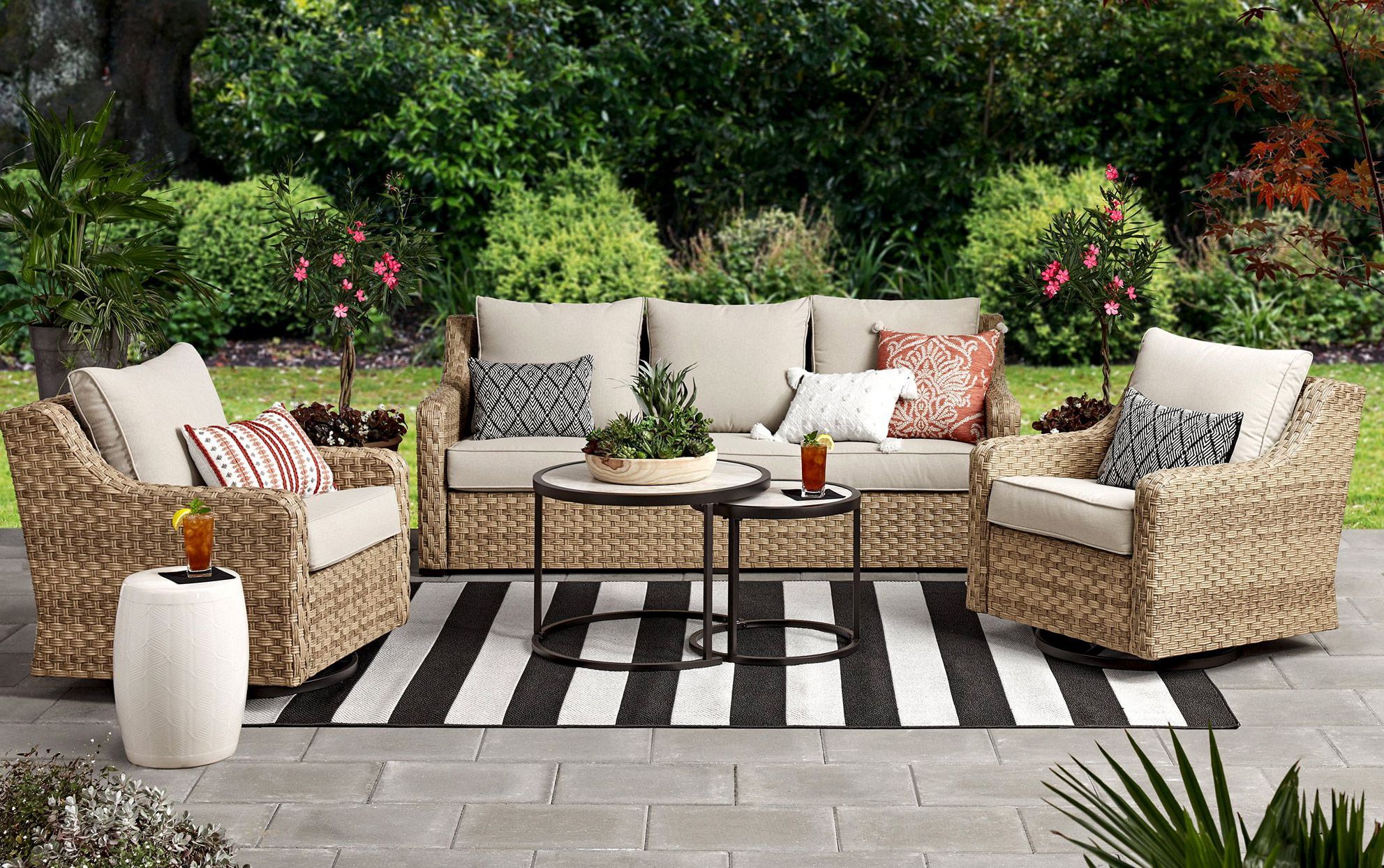 2 Piece Swivel Gliders With Patio Cover Throughout Latest This Stylish Wicker Patio Set Keeps Selling Out—here's Why We Love It (View 11 of 15)