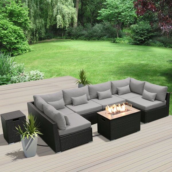 All Weather Wicker Sectional Seating Group Throughout Famous Outdoor Sectional With Firepit (View 13 of 15)