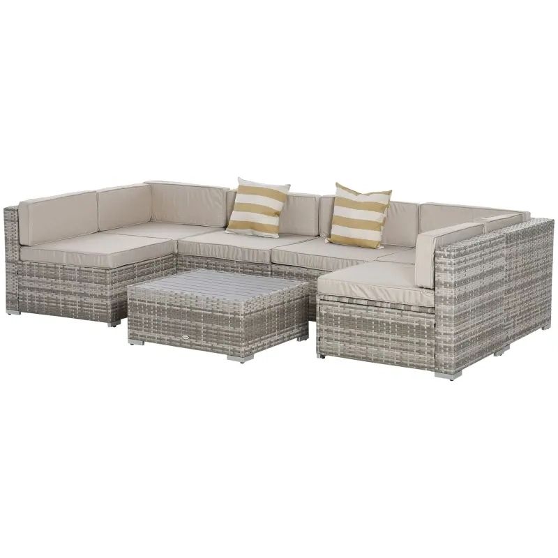 Aosom Regarding Outdoor Couch Cushions, Throw Pillows And Slat Coffee Table (View 12 of 15)