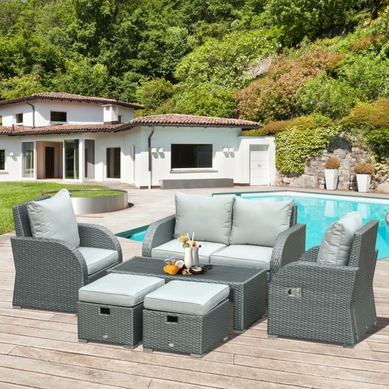 Aosom With Regard To Recent Ottomans Patio Furniture Set (View 12 of 15)