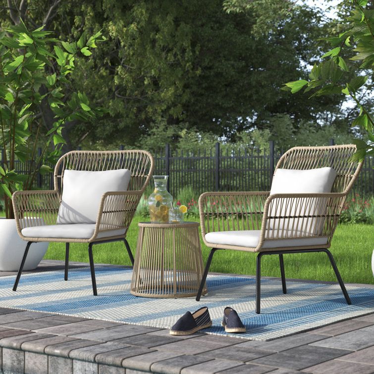 Balcony And Deck With Soft Cushions Throughout Widely Used Wade Logan® Antrione Outdoor Seating Group With Cushions & Reviews (View 15 of 15)