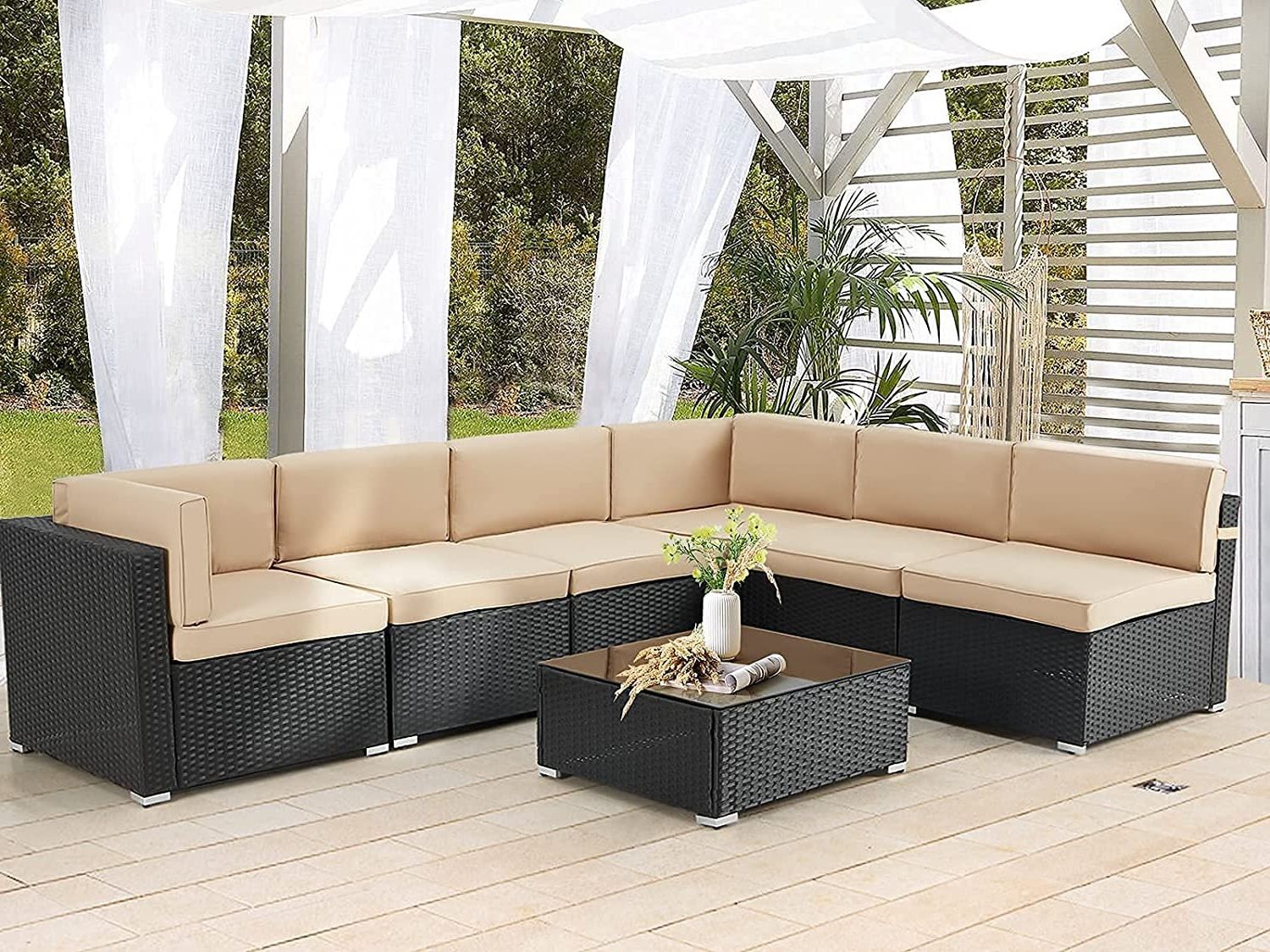 Best And Newest Ebern Designs Emilienne 7 Piece Rattan Sectional Seating Group With  Cushions & Reviews (View 13 of 15)