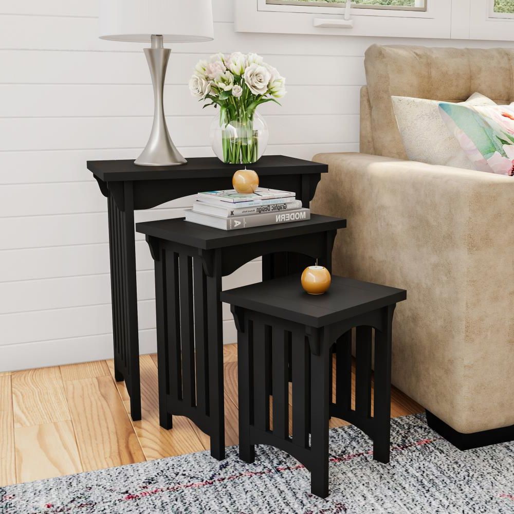 Best And Newest Hastings Home Nesting Tables 3 Piece Modern Black Accent Table Set In The  Accent Table Sets Department At Lowes With 3 Piece Sofa & Nesting Table Set (View 11 of 15)