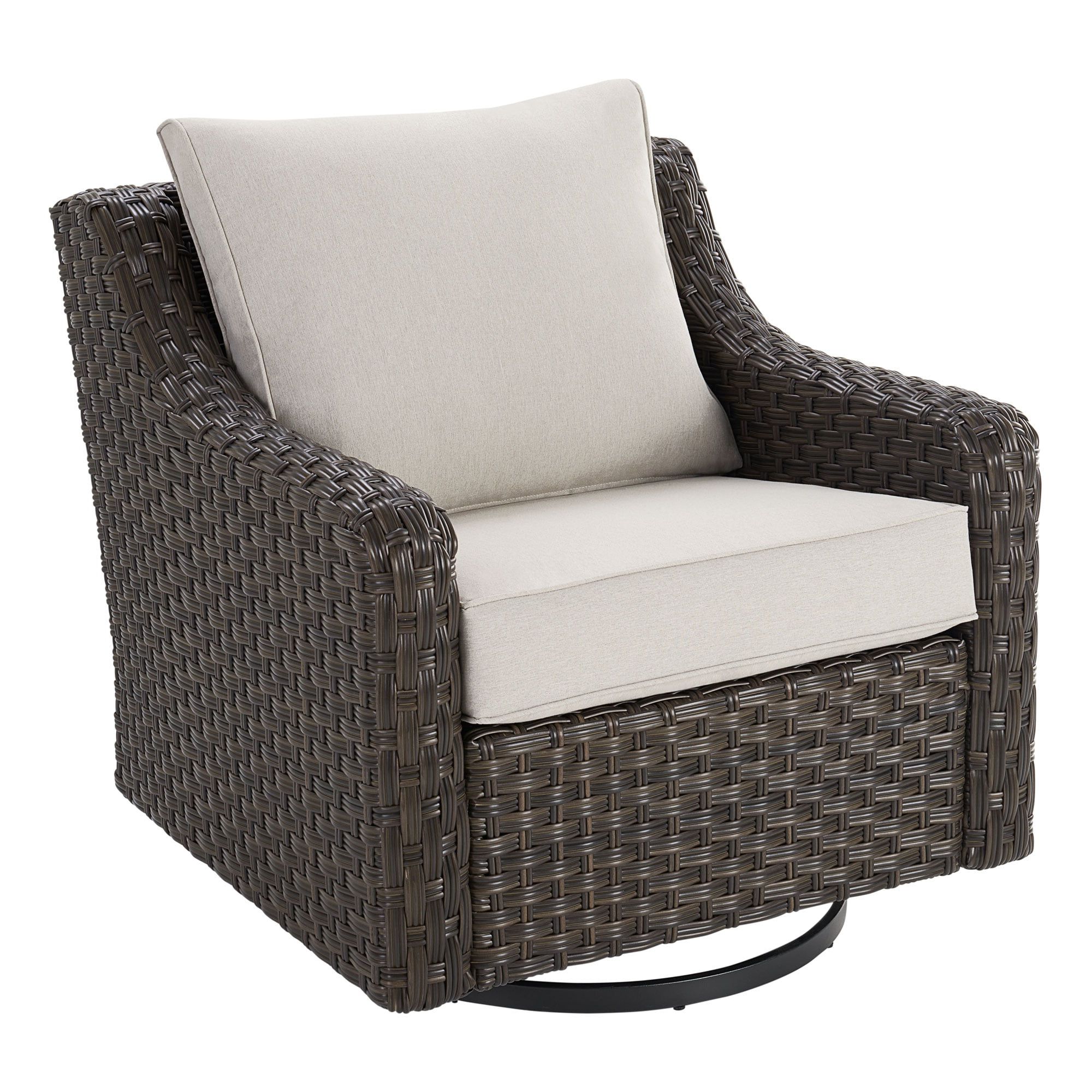 Better Homes & Gardens River Oaks 2 Piece Wicker Swivel Glider With Patio  Covers, Dark – Walmart With Newest 2 Piece Swivel Gliders With Patio Cover (View 10 of 15)
