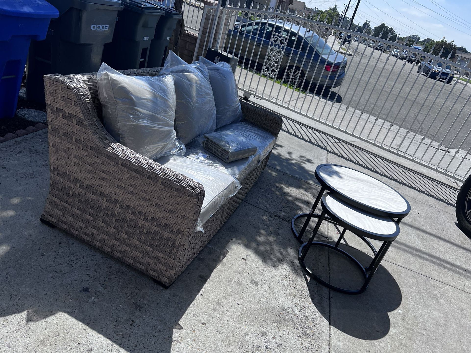 Better Homes & Gardens River Oaks 3 Piece Sofa & Nesting Table Set With  Patio Cover For Sale In Lincoln Acres, Ca – Offerup In Favorite 3 Piece Sofa & Nesting Table Set (Photo 3 of 15)