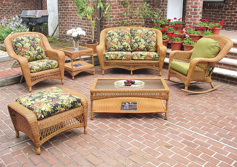 Brown Wicker Chairs With Ottoman Intended For Well Liked Golden Honey Palm Springs Resin Wicker Furniture Sets – Wicker Patio  Furniture, Full Size – Outdoor Resin Wicker Furniture (Photo 11 of 15)