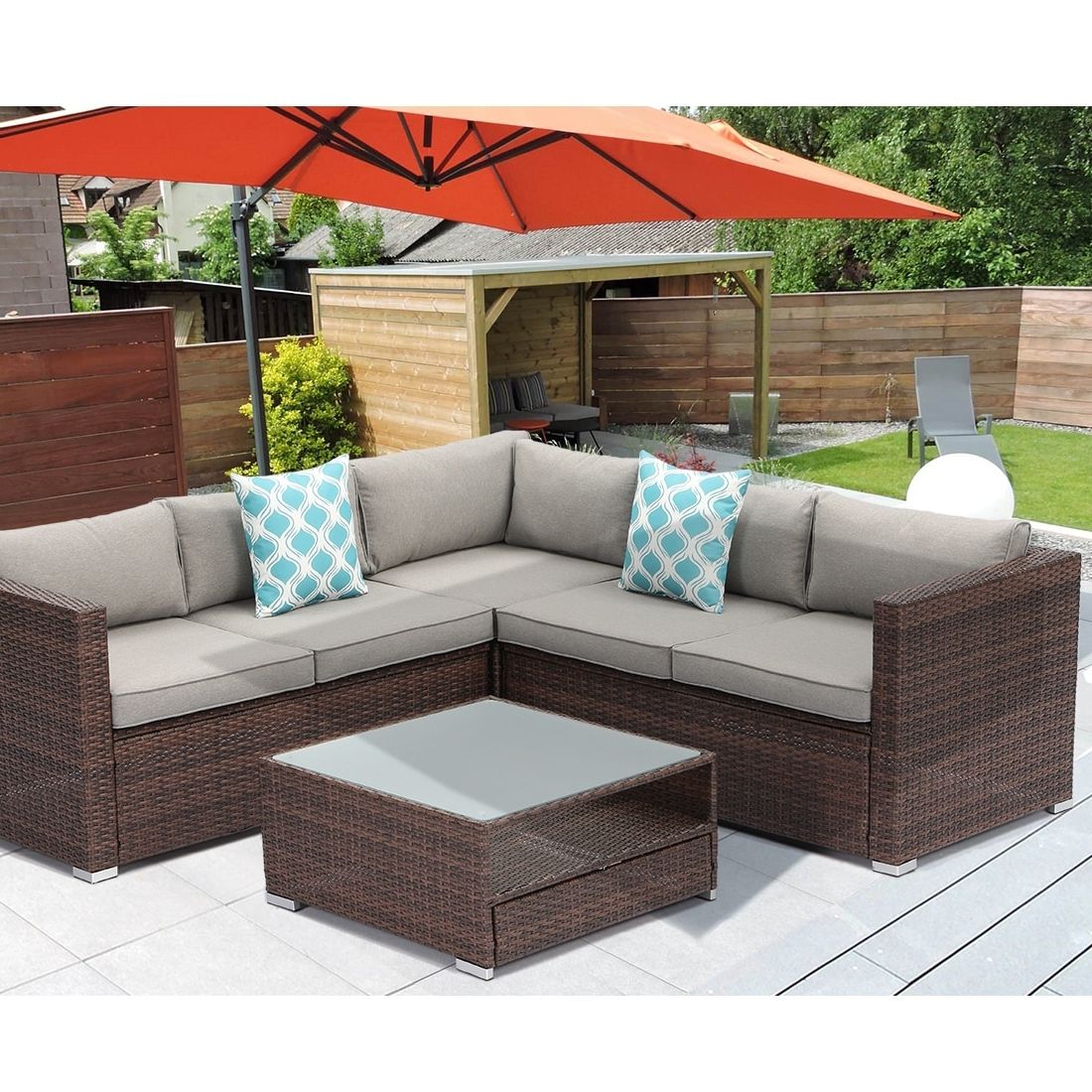 Cosiest Wicker Outdoor Sectional Set With Coffee Table & Cover – On Sale –  – 31483098 Inside Well Known Outdoor Rattan Sectional Sofas With Coffee Table (View 7 of 15)