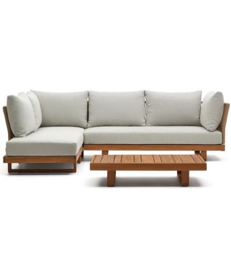 Cushions & Coffee Table Furniture Couch Set Intended For Favorite August Corner Sofa Set 265x200 And Coffee Table In Solid Acacia Wood And  Rope And Cushions Included For Outdoor Or Indoor (View 9 of 15)
