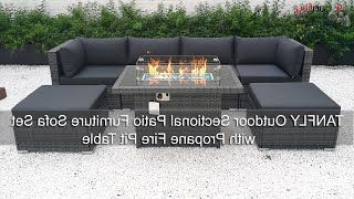 Fire Pit Table Wicker Sectional Sofa Set With Latest Tanfly Outdoor Sectional Patio Furniture Sofa Set With Propane Fire Pit  Table – Youtube (View 15 of 15)