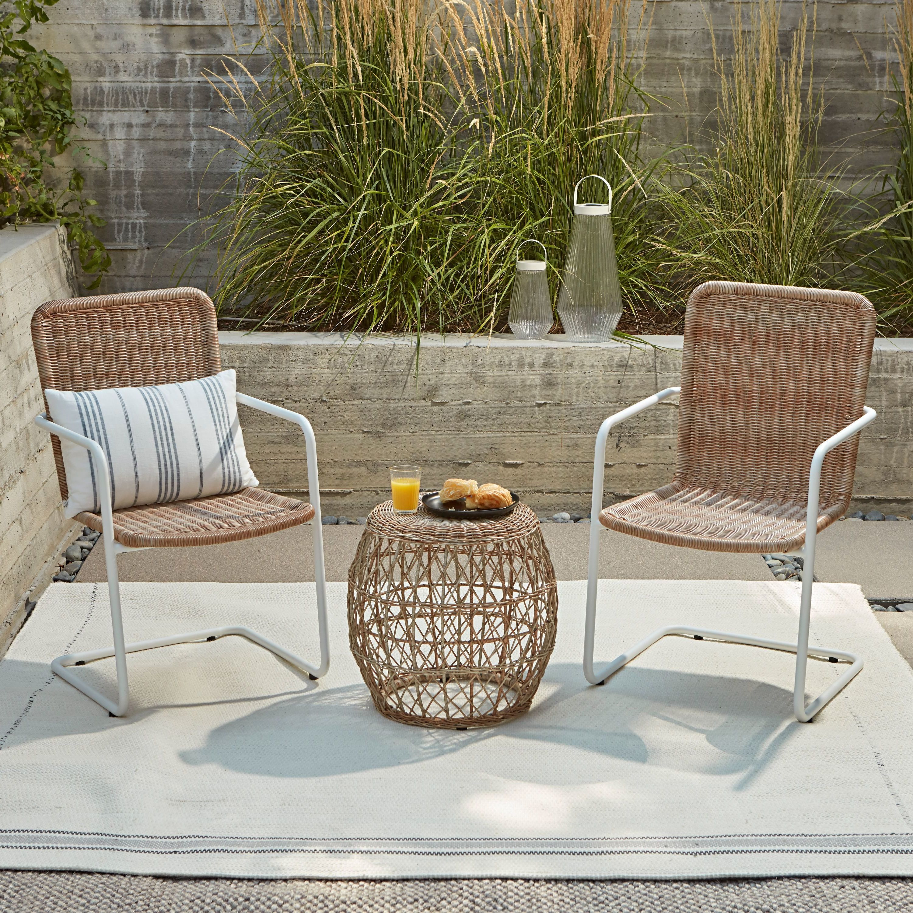 Haven Way Bar Harbor 3 Piece Wicker Patio Conversation Set In The Patio  Conversation Sets Department At Lowes In Most Recently Released 3 Piece Outdoor Boho Wicker Chat Set (Photo 14 of 15)