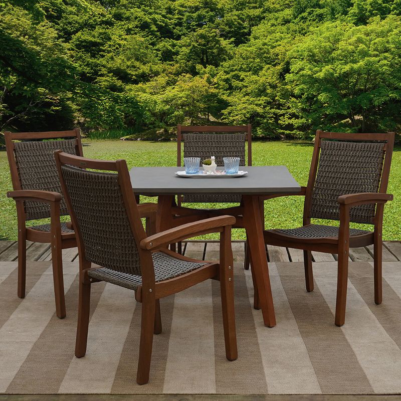 Most Popular Get Eucalyptus 5 Piece All Weather Wicker Outdoor Patio Furniture Dining Set  In Mi At English Gardens Nurseries (View 10 of 15)