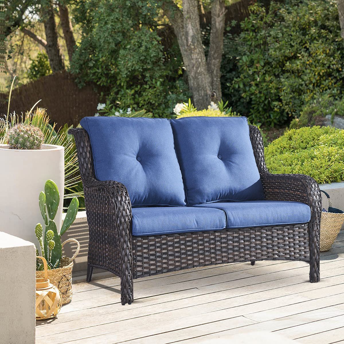 Most Up To Date Loveseat Chairs For Backyard With Hummuh Carolina 53'' Wicker Outdoor Loveseat & Reviews (View 11 of 15)