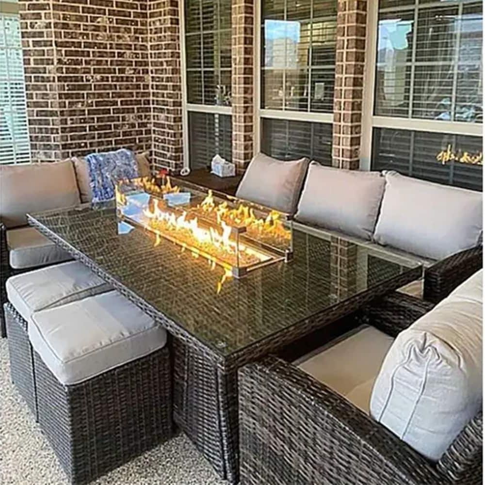 Newest Fire Pit Table Wicker Sectional Sofa Conversation Set Intended For Morden Wicker/ Steel 7 Piece Outdoor Conversation Firepit Dining Sets – On  Sale – – 32589967 (Photo 10 of 15)