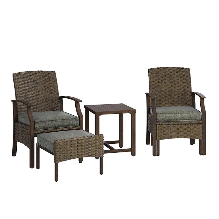 Newest Grand Patio 5 Pieces Outdoor Patio Furniture Sets Weather Resistant Wicker Outdoor  Chairs With Ottomans And Coffee Tables In Ottomans Patio Furniture Set (View 7 of 15)
