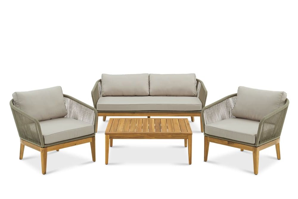Outdoor 2 Arm Chairs And Coffee Table With Regard To Best And Newest Maui Outdoor 2 Seater Sofa, 2 Lounge Chairs & Coffee Table Set (Photo 11 of 15)