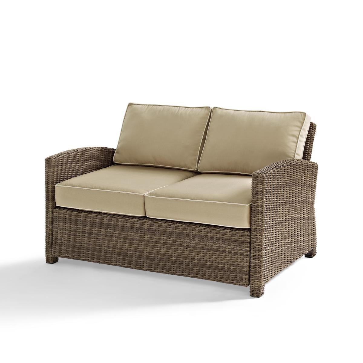 Outdoor Sand Cushions Loveseats Within 2017 Crosley Bradenton Outdoor Wicker Loveseat With Sand Cushions (Photo 14 of 15)