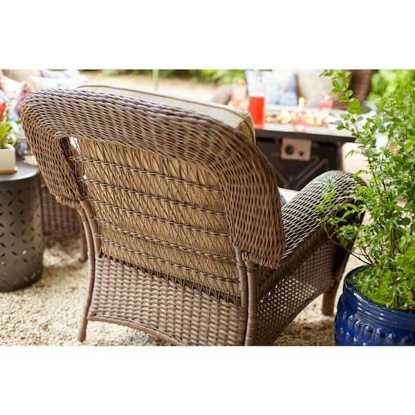 Outdoor Stationary Chat Set Regarding Newest Hampton Bay Beacon Park Brown 3 Piece Wicker Outdoor Stationary Chat Set  With Toffee Cushions Frs80812c St 3 – The Home Depot (View 6 of 15)