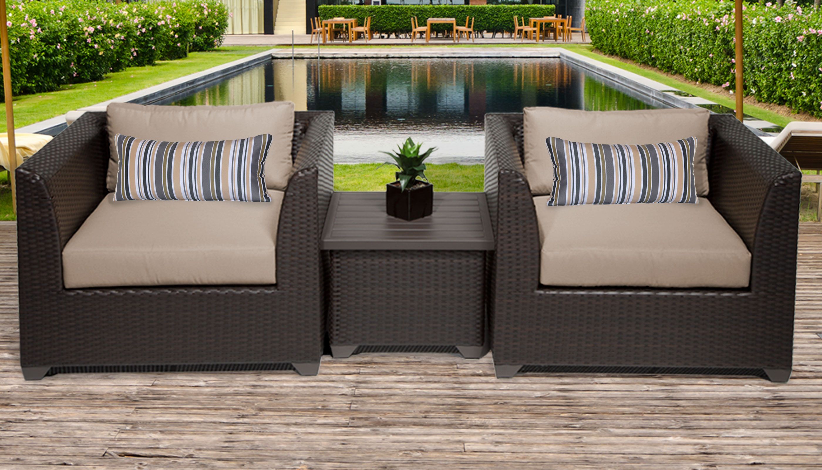 Outdoor Wicker 3 Piece Set Pertaining To Recent Barbados 3 Piece Outdoor Wicker Patio Furniture Set 03a (Photo 5 of 15)