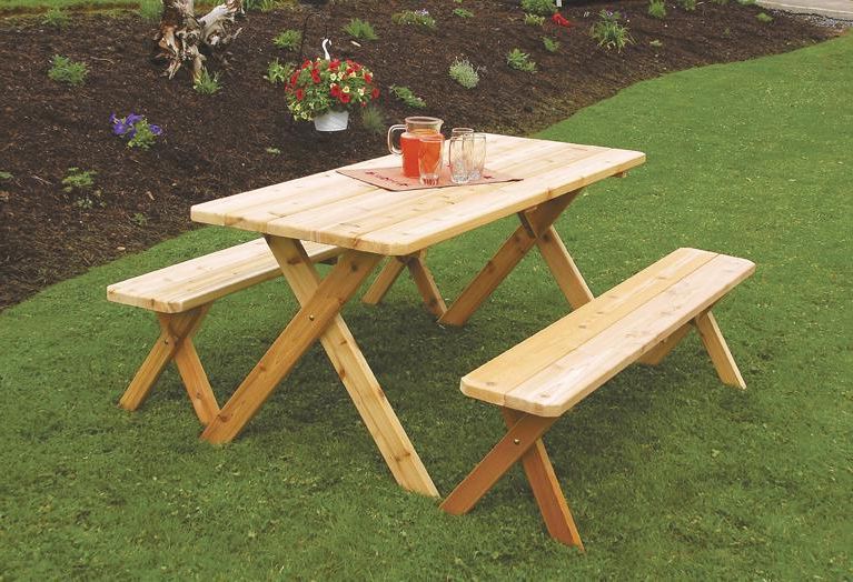 Preferred Outdoor Terrace Bench Wood Furniture Set Regarding Cedar Wood Patio Set From Dutchcrafters Amish Furniture (Photo 8 of 15)