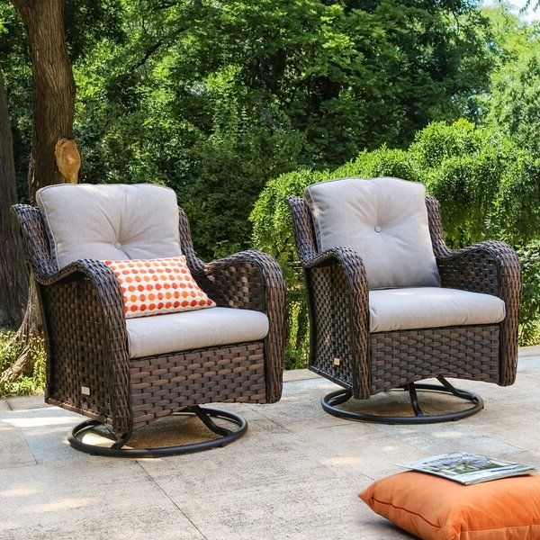 Rocking Chairs Wicker Patio Furniture Set Intended For Newest Rocking Swivel Patio Chairs (View 14 of 15)