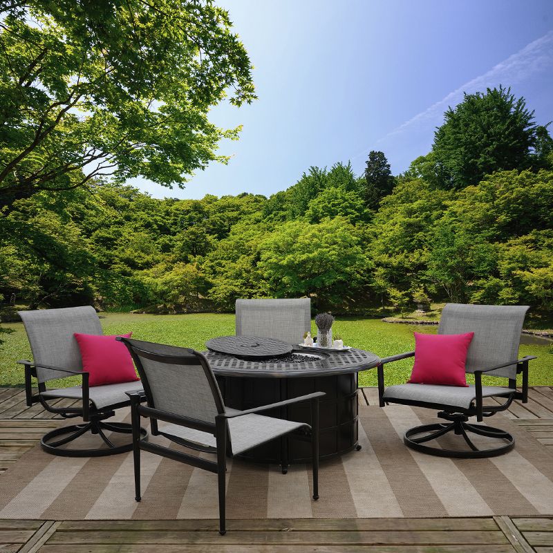 Serving Clinton Township,  Dearborn Heights, Eastpointe, Royal Oak, West Bloomfield, And Pertaining To Widely Used 5 Piece Outdoor Patio Furniture Set (View 10 of 15)