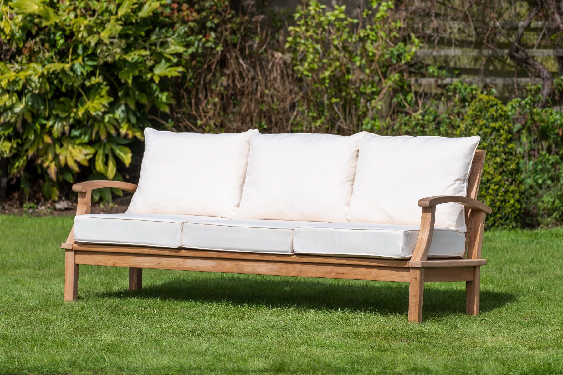 Sloane & Sons Within Wood Sofa Cushioned Outdoor Garden (View 2 of 15)