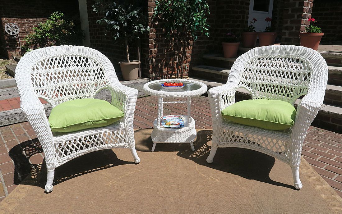 Well Known All White Resin Wicker Outdoor Furniture Regarding Outdoor Wicker 3 Piece Set (Photo 12 of 15)