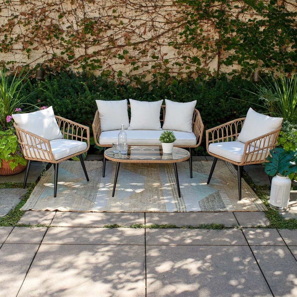 Well Known Bohemian & Eclectic Patio Furniture – Overstock In 3 Piece Outdoor Boho Wicker Chat Set (View 11 of 15)