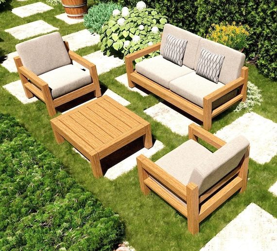 Well Known Diy Outdoor Furniture Sofa Set Plans Patio Bench Plans – Etsy Italia With Outdoor Terrace Bench Wood Furniture Set (View 9 of 15)