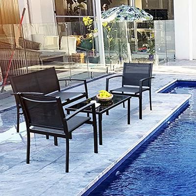 Well Known Flamaker 4 Pieces Patio Furniture Outdoor Furniture Outdoor Patio Furniture  Set Textilene Bistro Set Modern Conversation Set Black Bistro Set With Loveseat  Tea Table For Home, Lawn And Balcony (black) – Yahoo Shopping Regarding Loveseat Tea Table For Balcony (View 15 of 15)