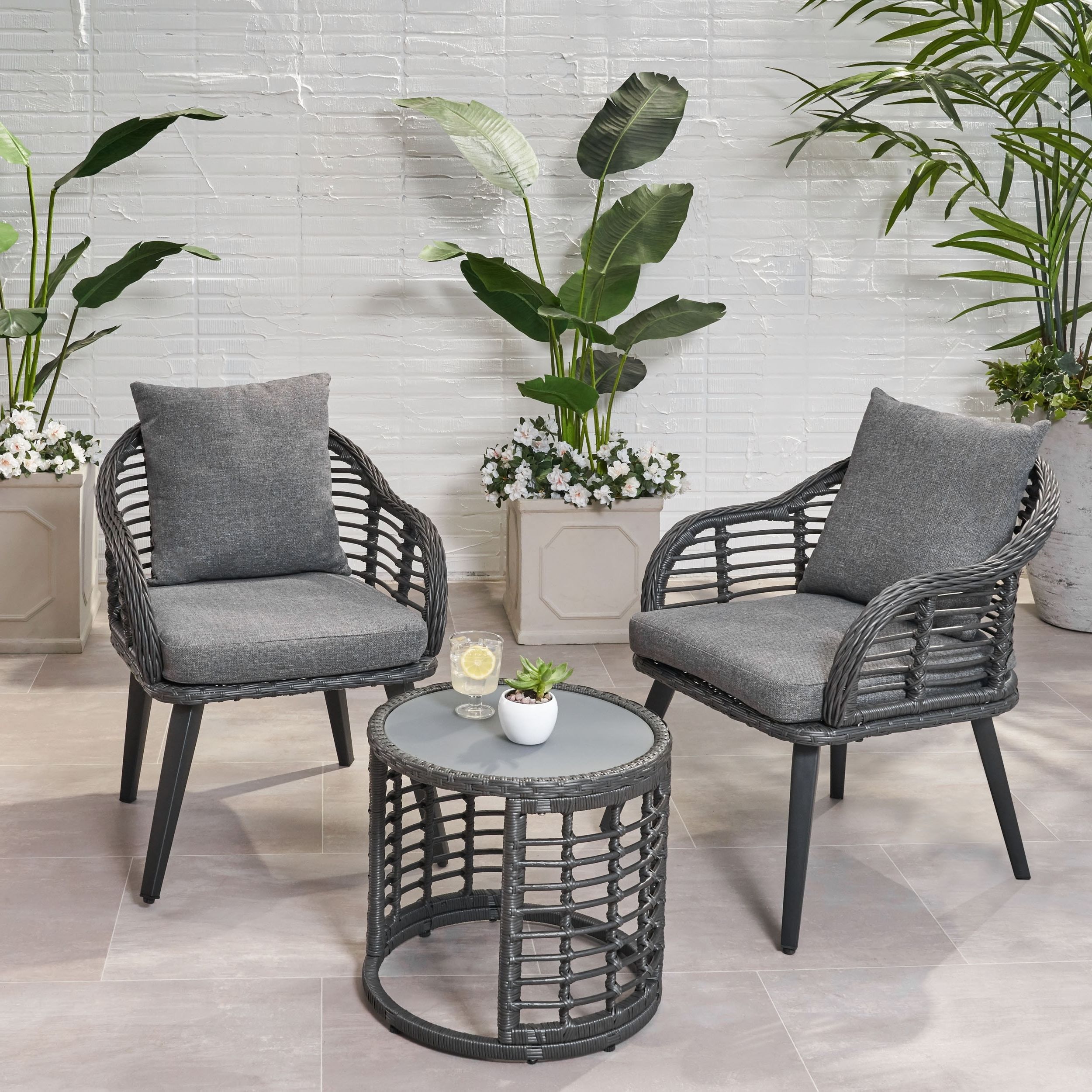 Well Known Tatiana Outdoor 3 Piece Boho Wicker Chat Setchristopher Knight Home –  Overstock – 28987059 Within 3 Piece Outdoor Boho Wicker Chat Set (Photo 5 of 15)