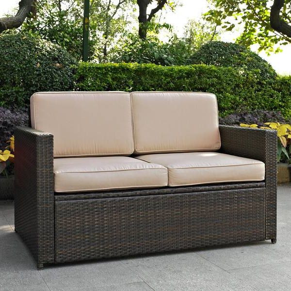 Widely Used Outdoor Sand Cushions Loveseats With Regard To Crosley Furniture Palm Harbor Wicker Outdoor Loveseat With Sand Cushions  Ko70092br Sa – The Home Depot (View 5 of 15)