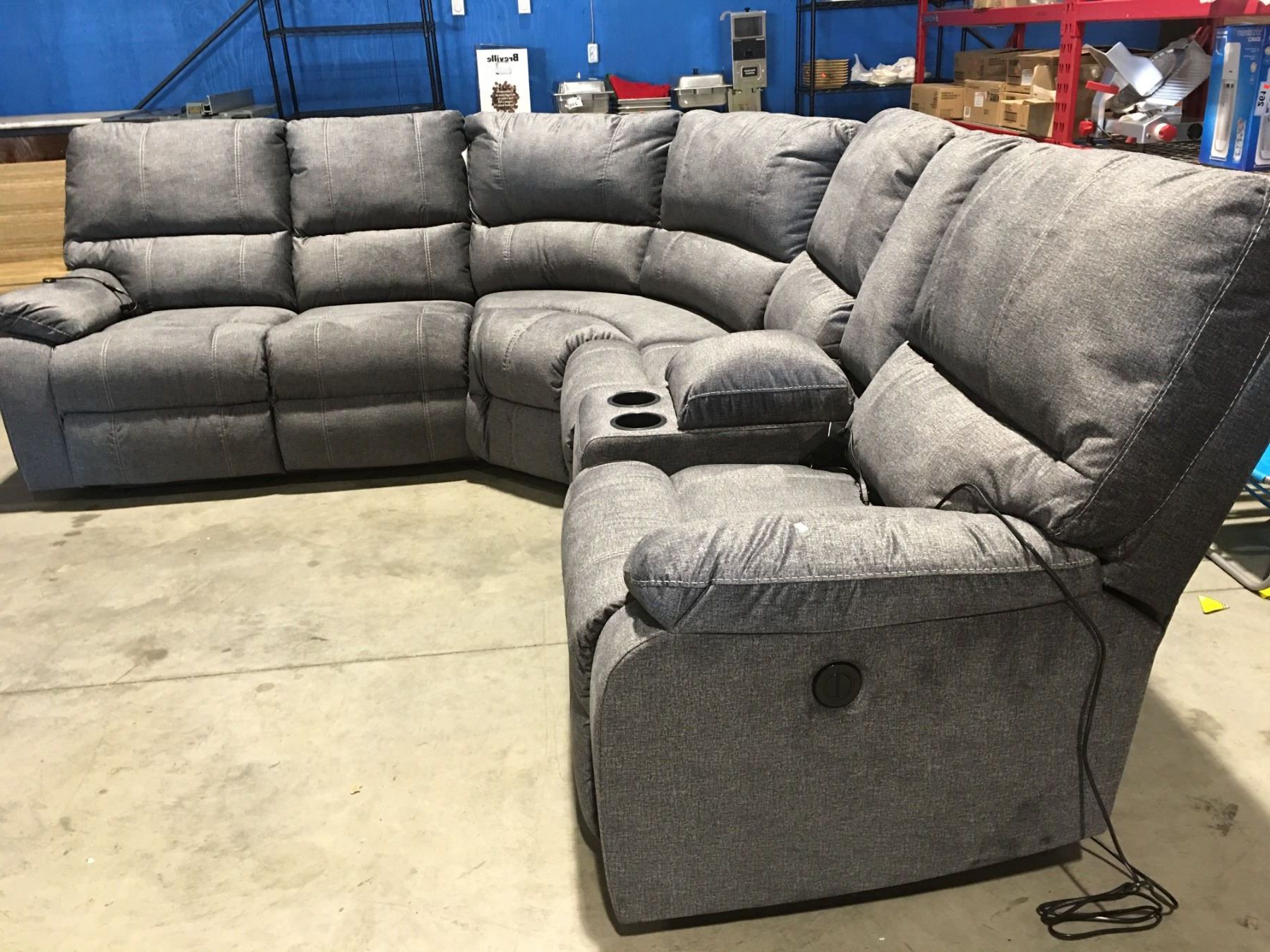 104" Sectional Sofas For Most Popular Signature Designashley Dark Grey Upholstered Power Recliner (Photo 3 of 15)