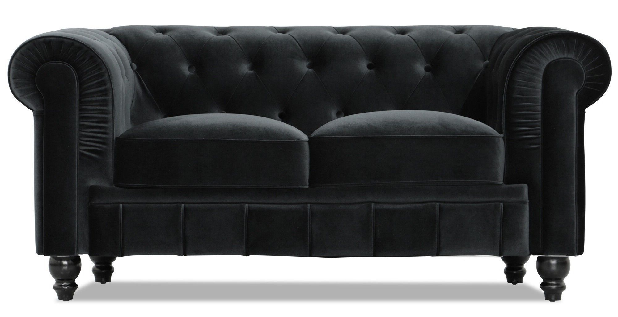 2 Seater Black Velvet Sofa Beds Pertaining To Most Current Benjamin Chesterfield Classical 2 Seater Sofa (velvet Black (View 4 of 15)
