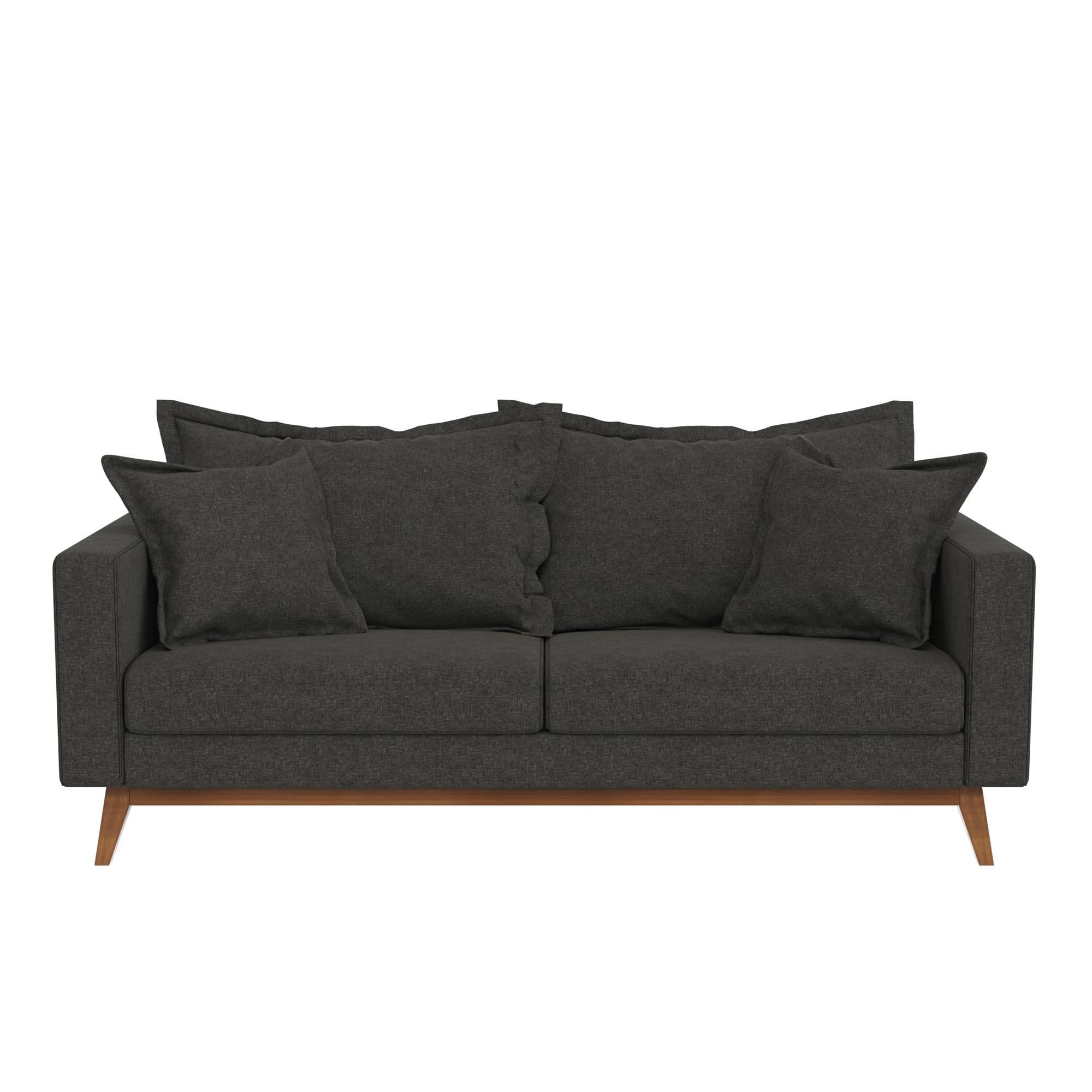 2017 Dhp Miriam Pillowback Wood Base Sofa, Gray Linen – Walmart For Sofas With Pillowback Wood Bases (View 7 of 15)