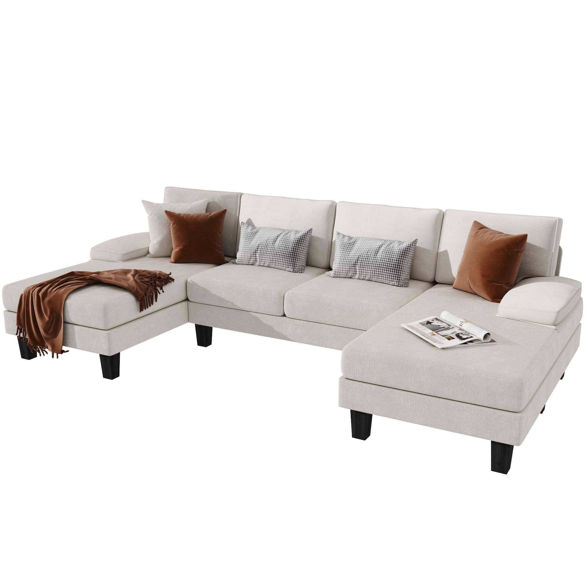 2017 Homall Modern U Shape Sectional Sofa, Chenille Fabric Modular Couch, 4 In Chenille Sectional Sofas (View 15 of 15)