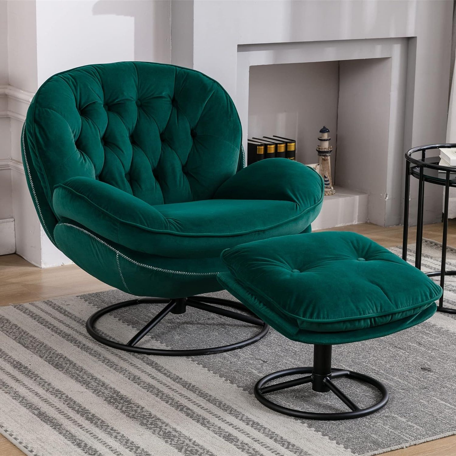 2017 Modern Velvet Upholstered Recliner Chairs Intended For Buy Velvet Swivel Accent Chair With Ottoman Set, Modern Lounge Chair (View 11 of 15)