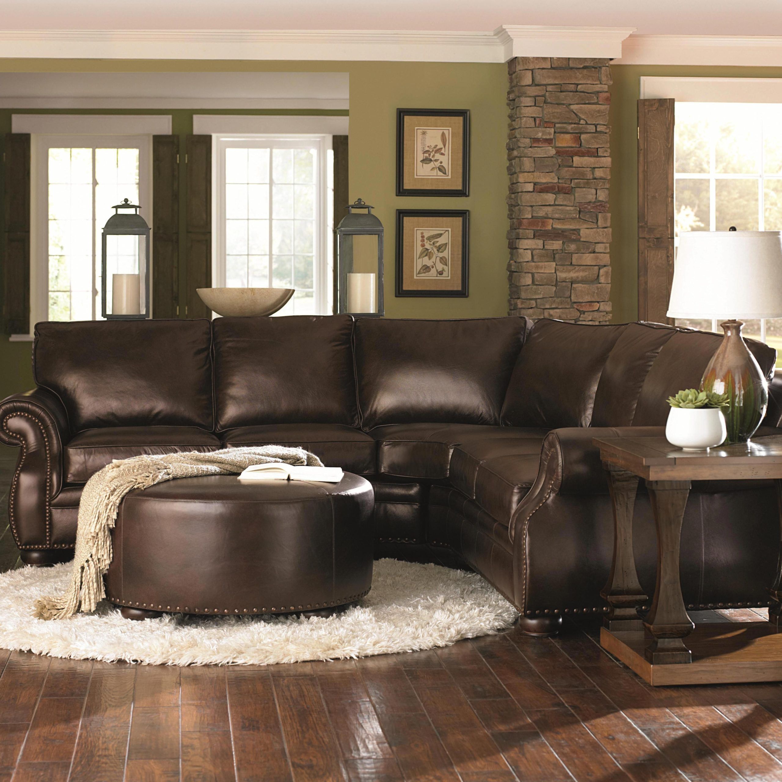 2018 Sofas With Ottomans In Brown Inside Chocolate Brown Leather Sectional W/ Round Ottoman   Love Love Love (View 7 of 15)